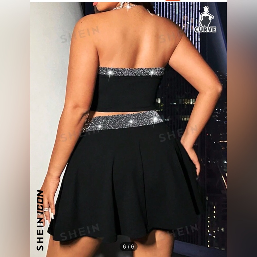 SHEIN Black and Silver Halter Dress
